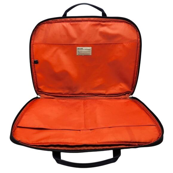 Jack Spade Greene Street Canvas Laptop Briefcase Messenger Bag Mens Brown Blue - Picture 6 of 12